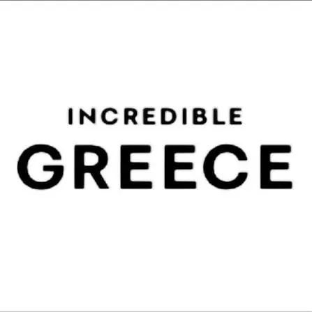 Text logo with the words 'INCREDIBLE GREECE' in black uppercase letters on a white background.